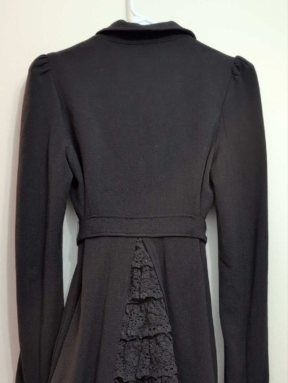 Betsey Johnson Black Coat with Crochet Ruffles - Picture 8 of 16